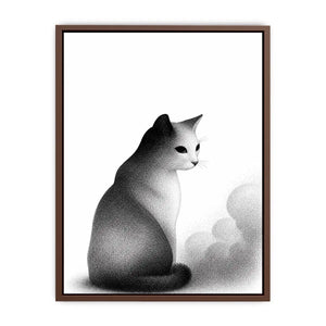 minimalist black white cat illustration modern line art animal Canvas Print