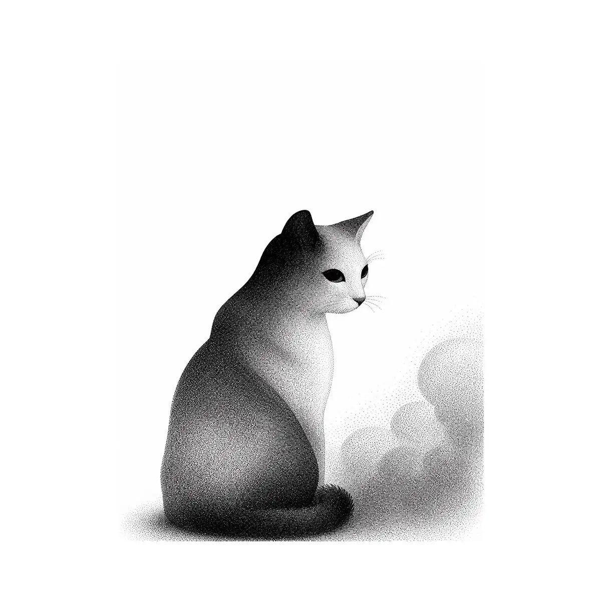 minimalist black white cat illustration modern line art animal Canvas Print
