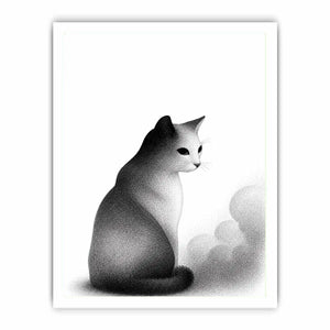 minimalist black white cat illustration modern line art animal Canvas Print