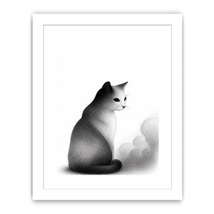 minimalist black white cat illustration modern line art animal Canvas Print