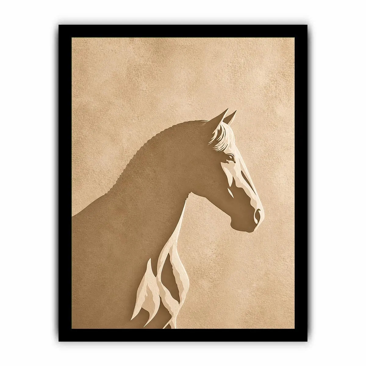 minimalist horse silhouette neutral beige Canvas Print modern animal canvas decor