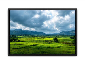 green valley landscape misty hills nature Canvas Print calming countryside canvas