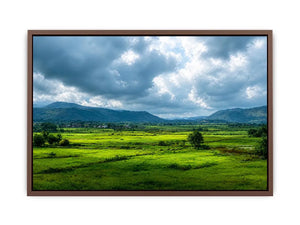 green valley landscape misty hills nature Canvas Print calming countryside canvas