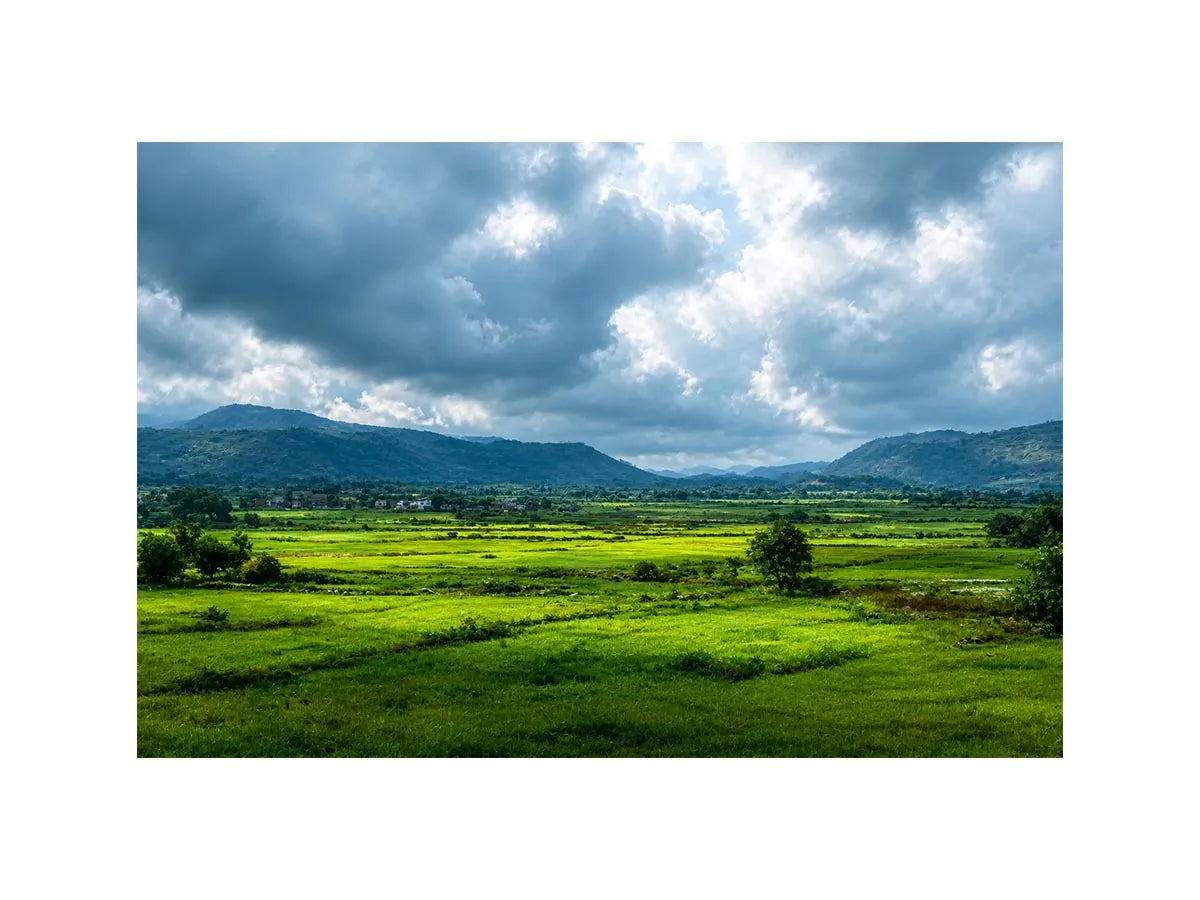 green valley landscape misty hills nature Canvas Print calming countryside canvas