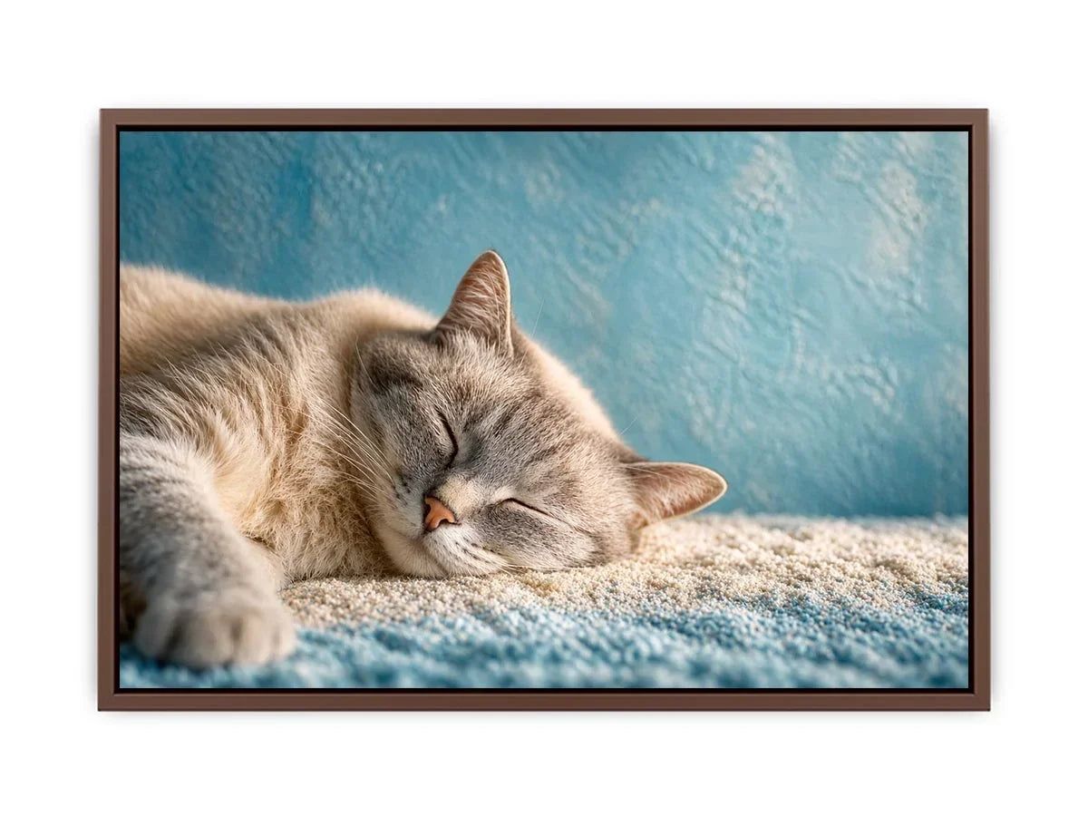 sleeping cat soft pastel cozy pet Canvas Print calm home decor canvas