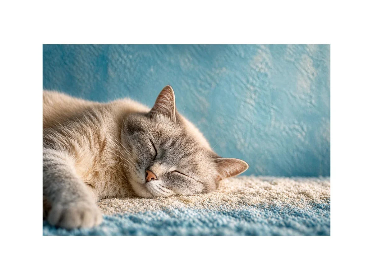 sleeping cat soft pastel cozy pet Canvas Print calm home decor canvas