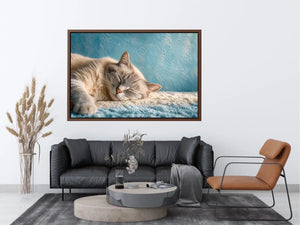 sleeping cat soft pastel cozy pet Canvas Print calm home decor canvas