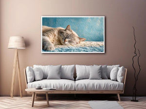 sleeping cat soft pastel cozy pet Canvas Print calm home decor canvas