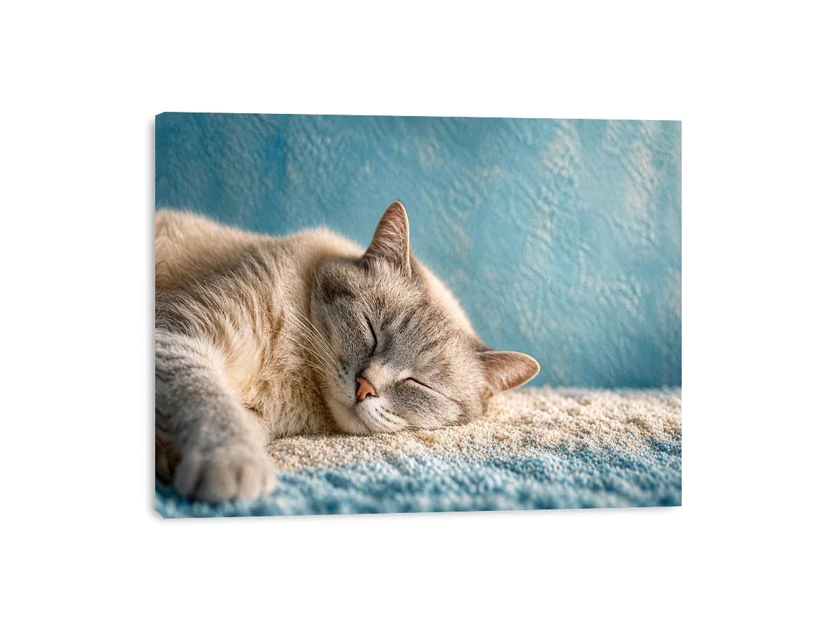 sleeping cat soft pastel cozy pet Canvas Print calm home decor canvas