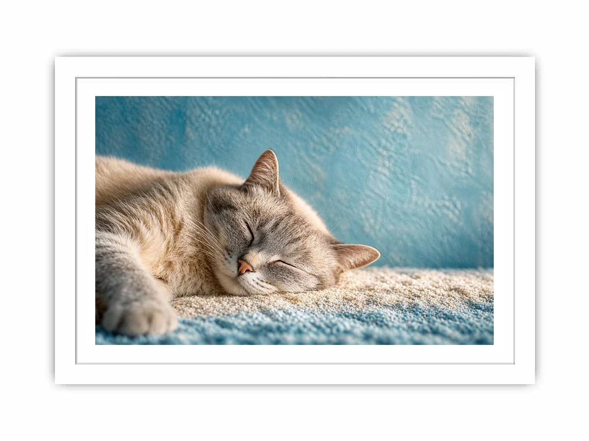 sleeping cat soft pastel cozy pet Canvas Print calm home decor canvas