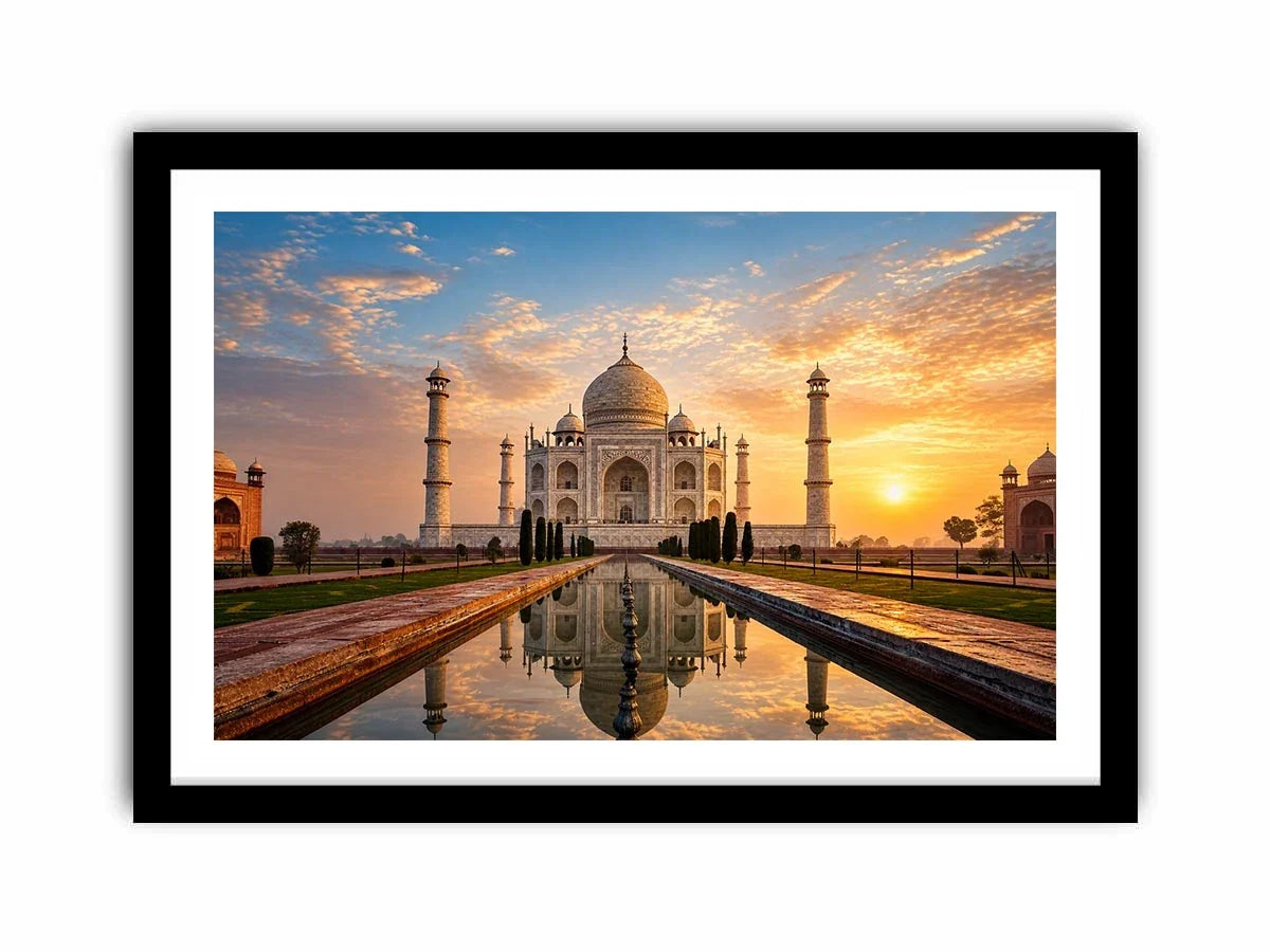 taj mahal sunrise reflection india architecture Canvas Print luxury canvas decor