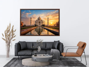 taj mahal sunrise reflection india architecture Canvas Print luxury canvas decor