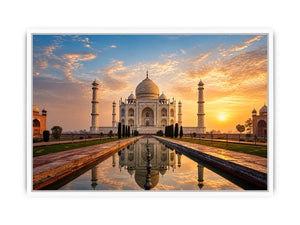 taj mahal sunrise reflection india architecture Canvas Print luxury canvas decor
