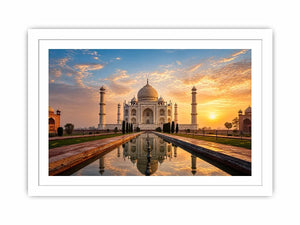 taj mahal sunrise reflection india architecture Canvas Print luxury canvas decor