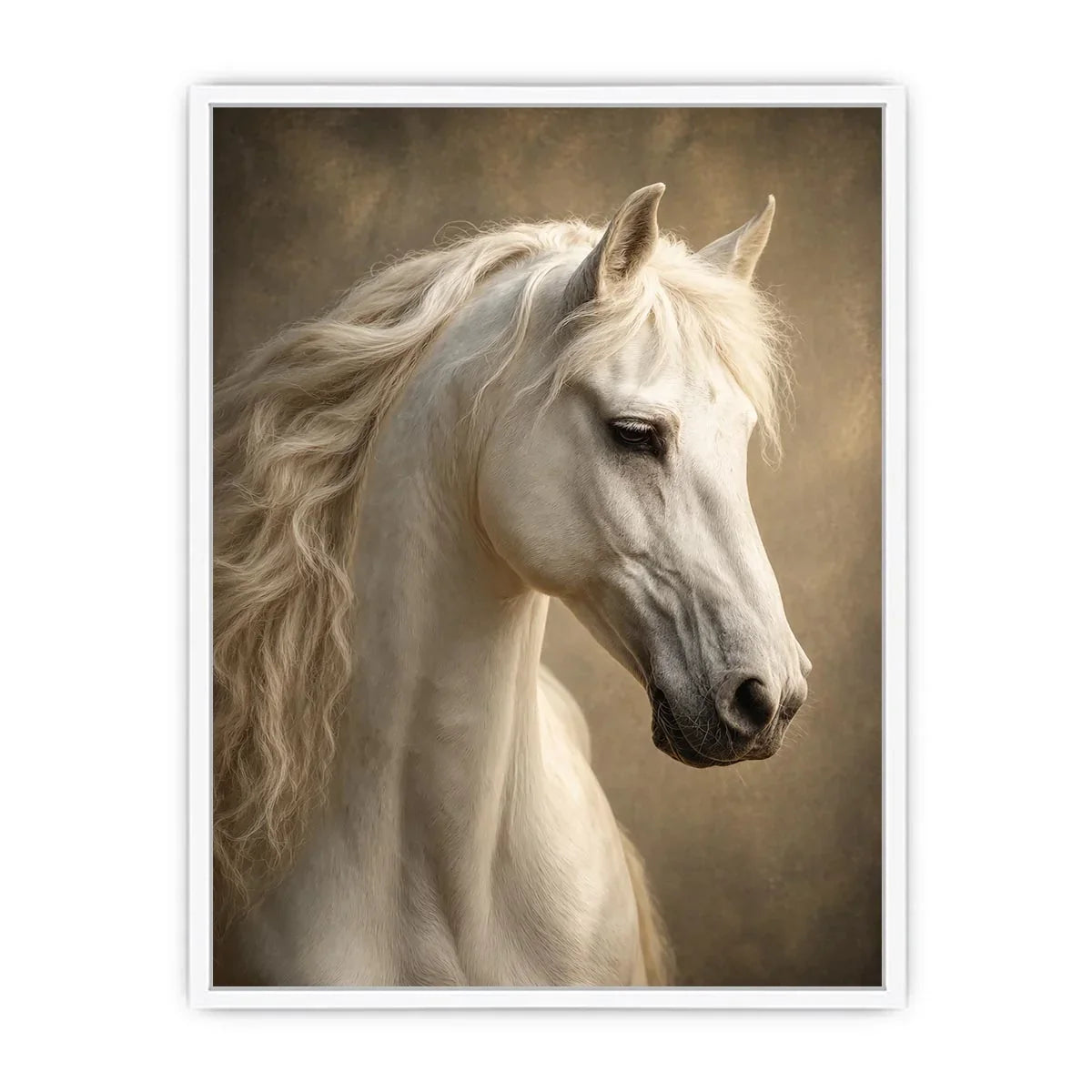 white horse portrait neutral tones elegant animal Canvas Print canvas decor