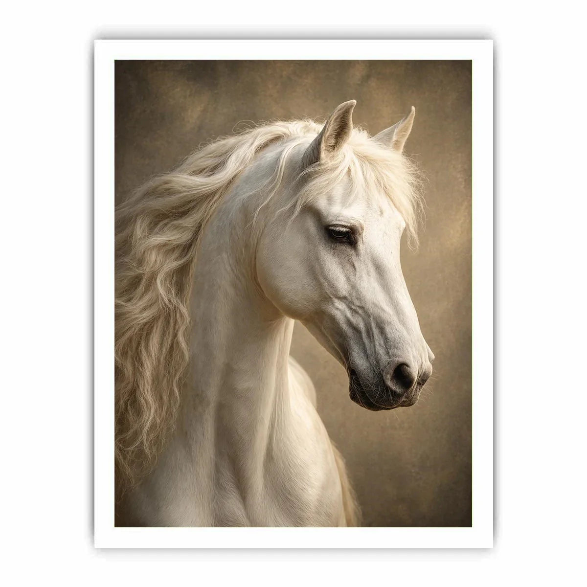 white horse portrait neutral tones elegant animal Canvas Print canvas decor