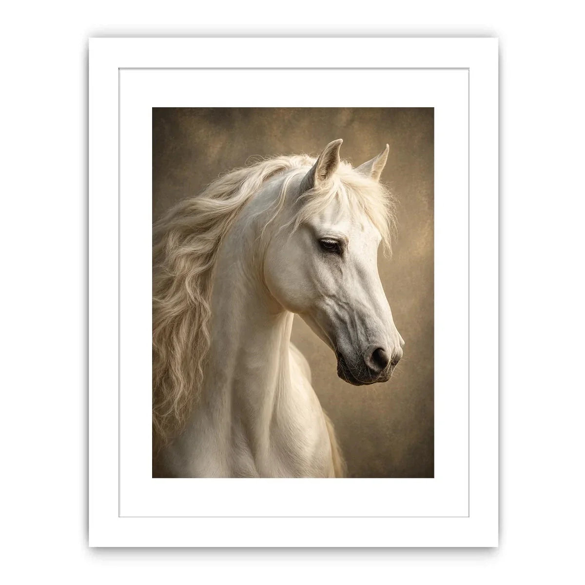 white horse portrait neutral tones elegant animal Canvas Print canvas decor