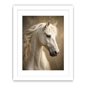 white horse portrait neutral tones elegant animal Canvas Print canvas decor