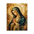 Celestial Madonna Gold Luxury Virgin Mary wall art with gold halo blue robe and celestial floral religious canvas painting pr