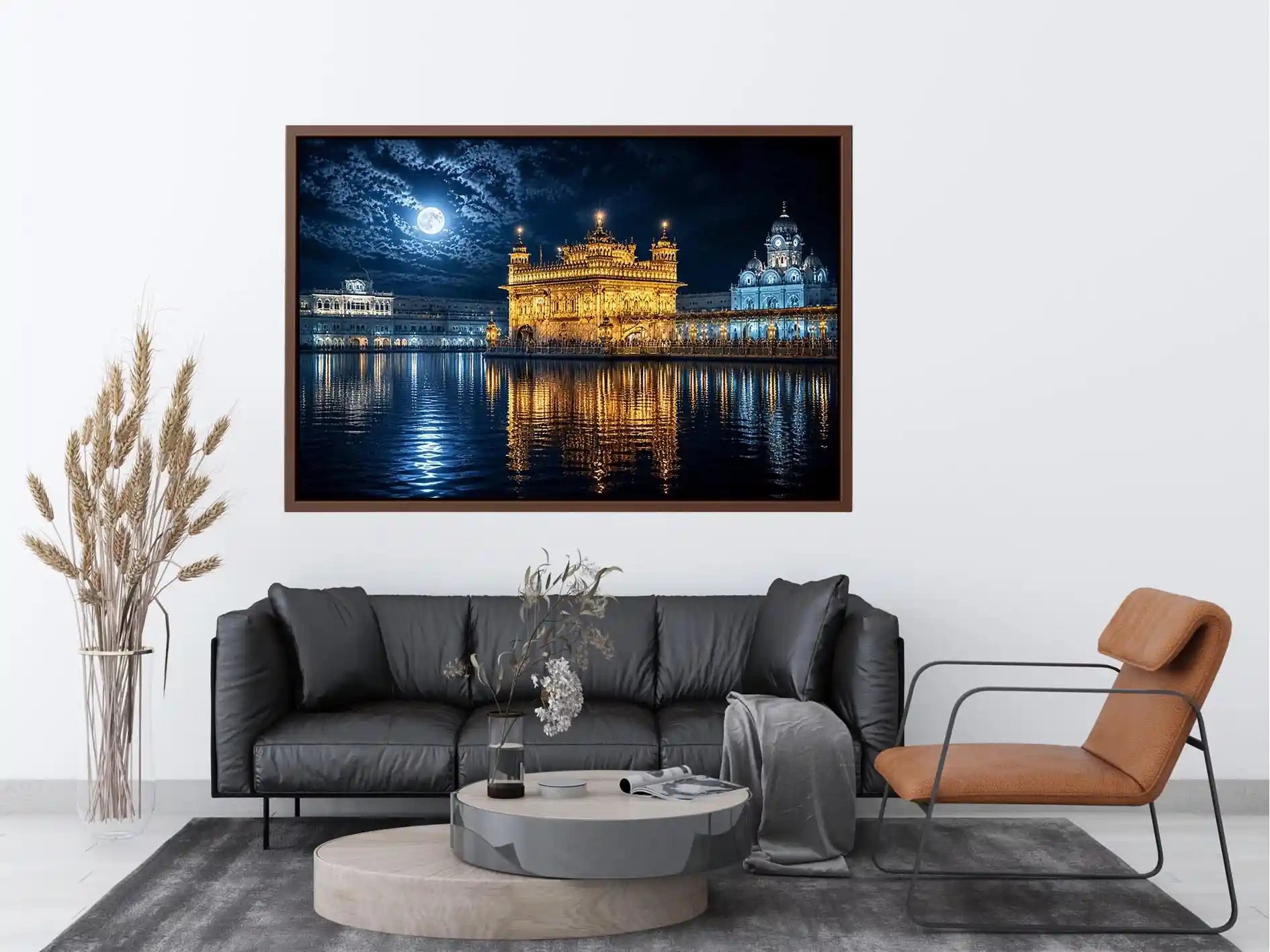 Moonlit Golden Temple Reflections Moonlit Golden Temple wall art with glowing Harmandir Sahib reflections under full moon lux