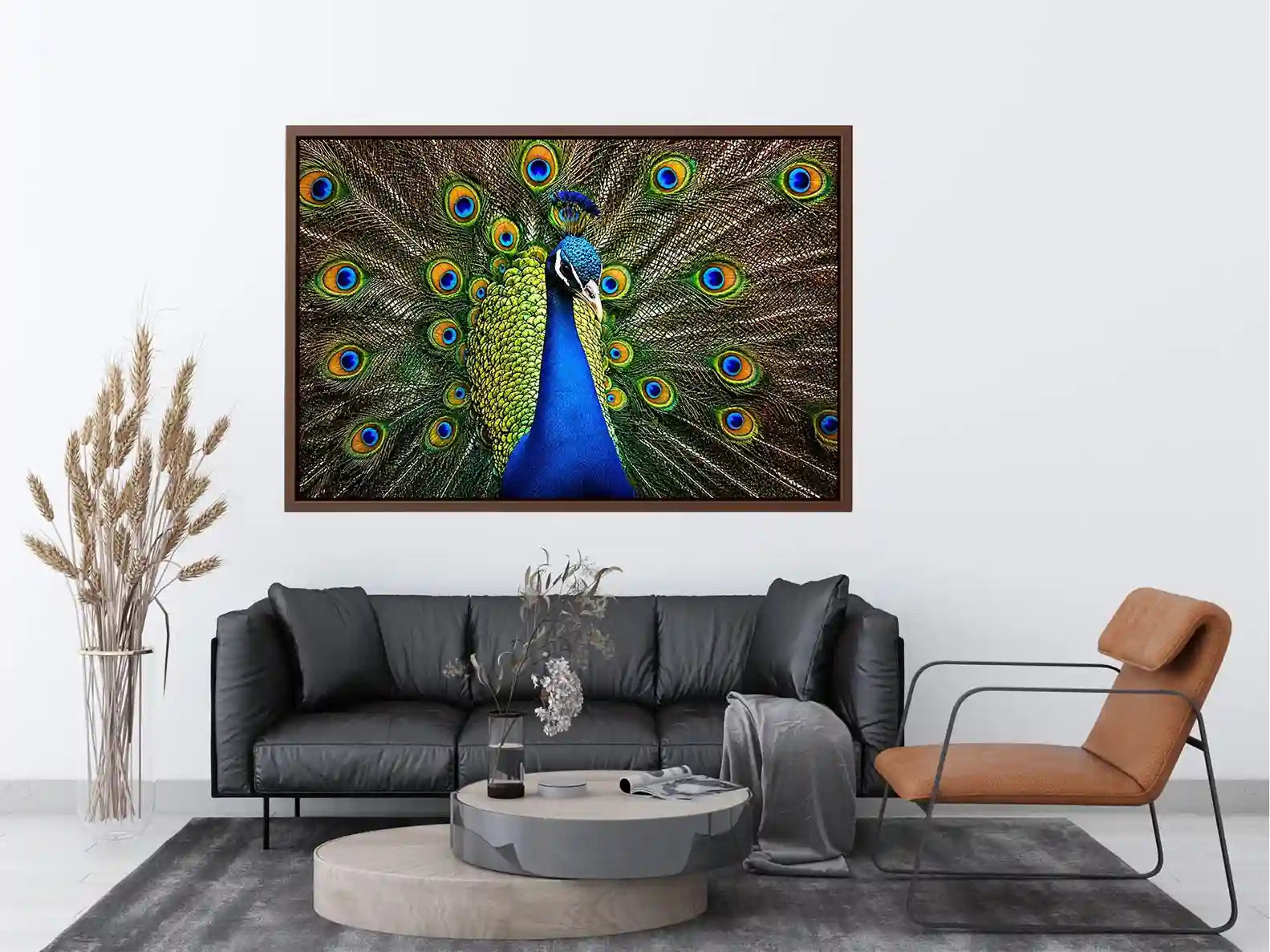 Royal Peacock Majesty Royal peacock wall art with vibrant blue and green feathers luxury wildlife canvas print premium canvas