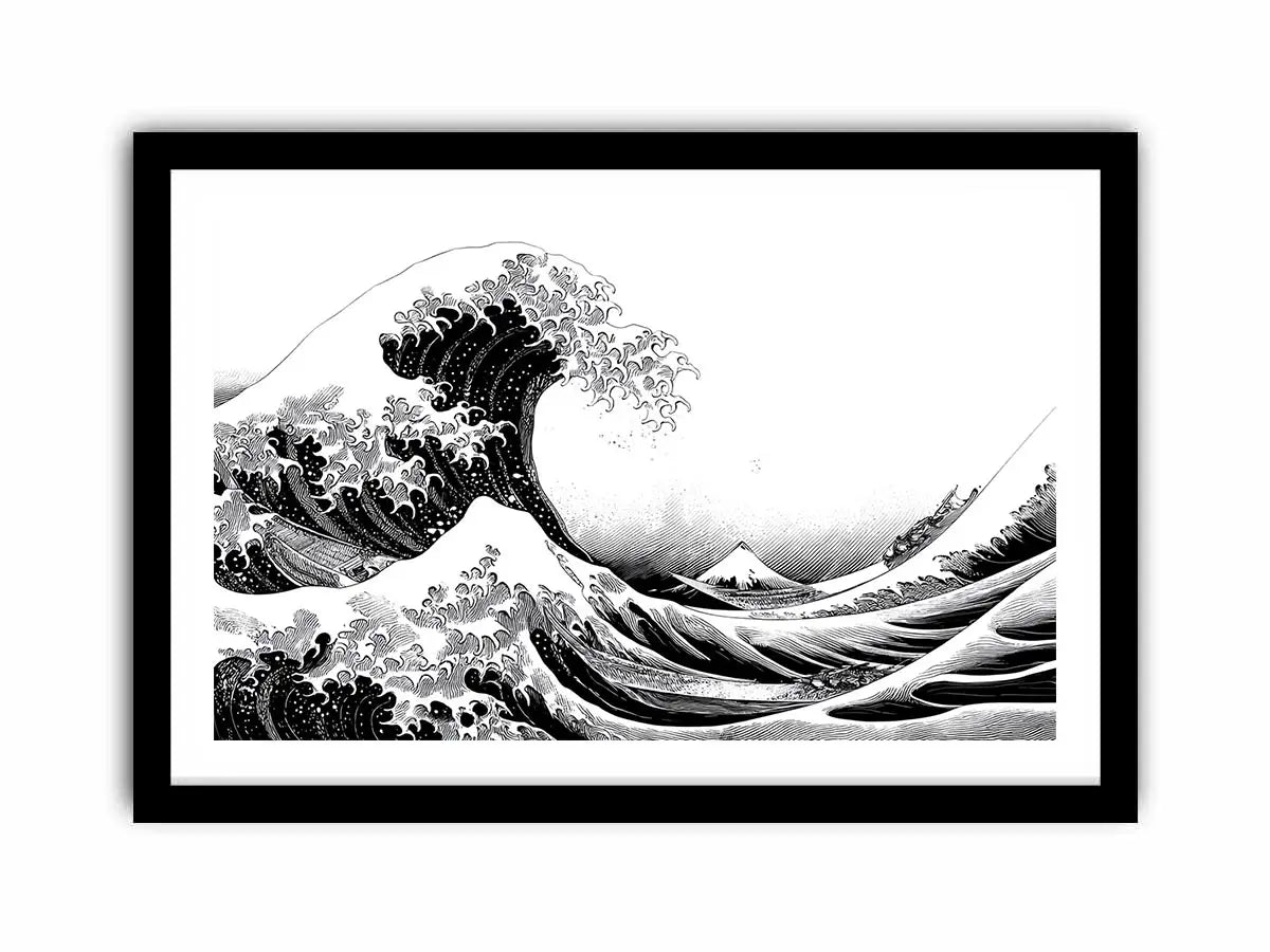 japanese wave line art canvas print modern living room ont601.webp