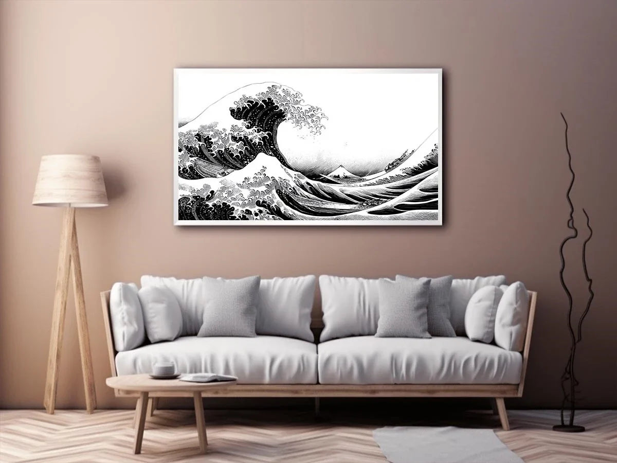 japanese wave line art canvas print modern living room ont601.webp