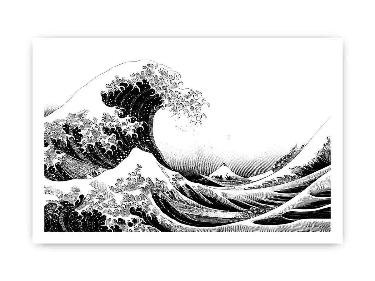 japanese wave line art canvas print modern living room ont601.webp