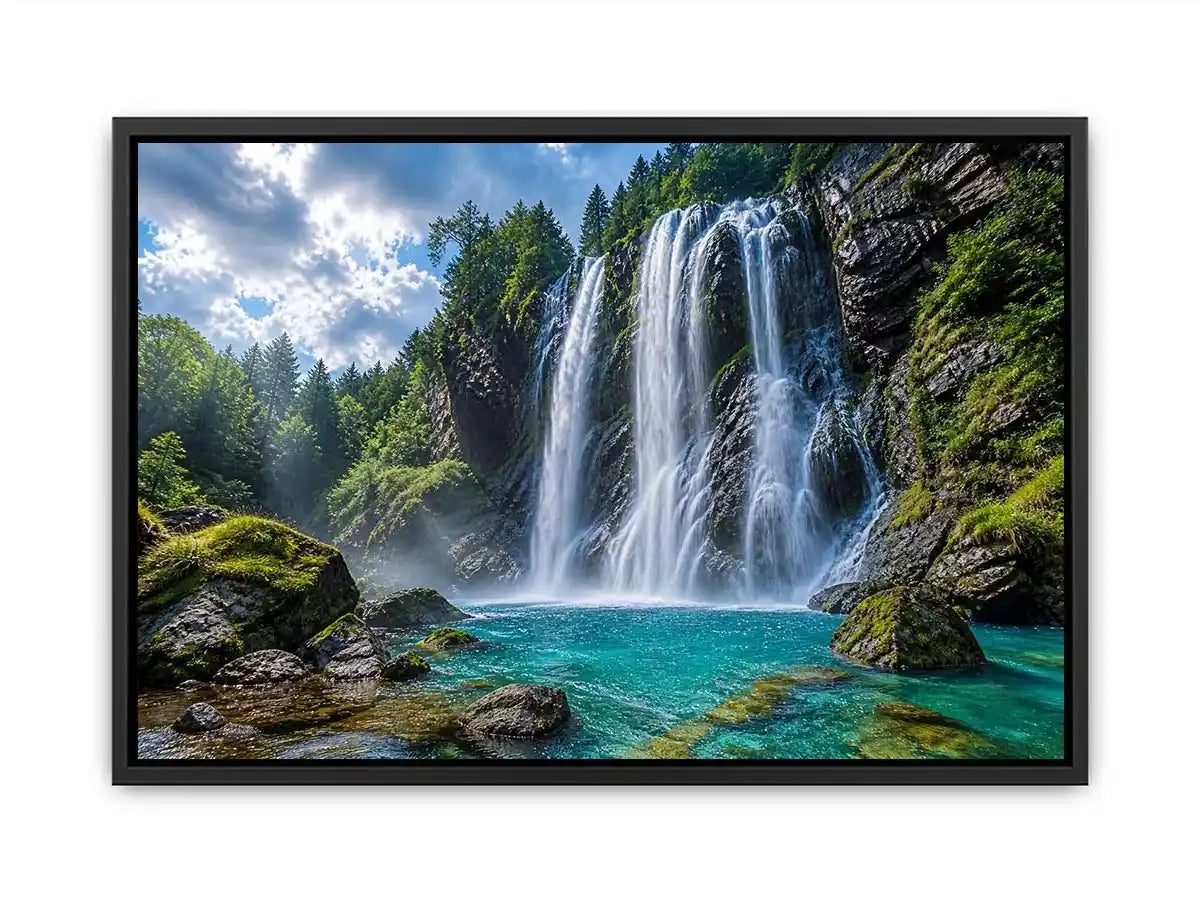 waterfall landscape canvas art modern living room ont602.webp