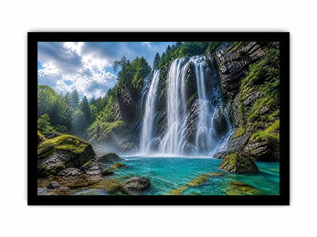 waterfall landscape canvas art modern living room ont602.webp