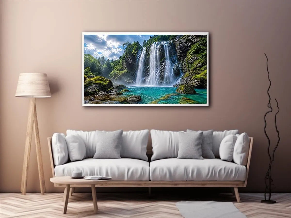 waterfall landscape canvas art modern living room ont602.webp