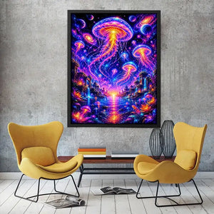 cosmic jellyfish fantasy canvas wall art ont633 