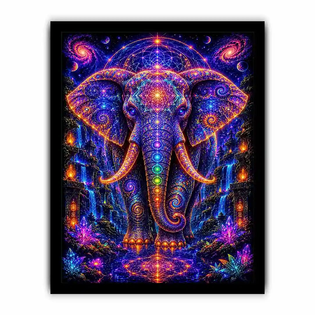 cosmic elephant sacred geometry canvas art ont634 