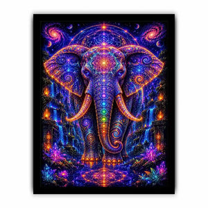cosmic elephant sacred geometry canvas art ont634 