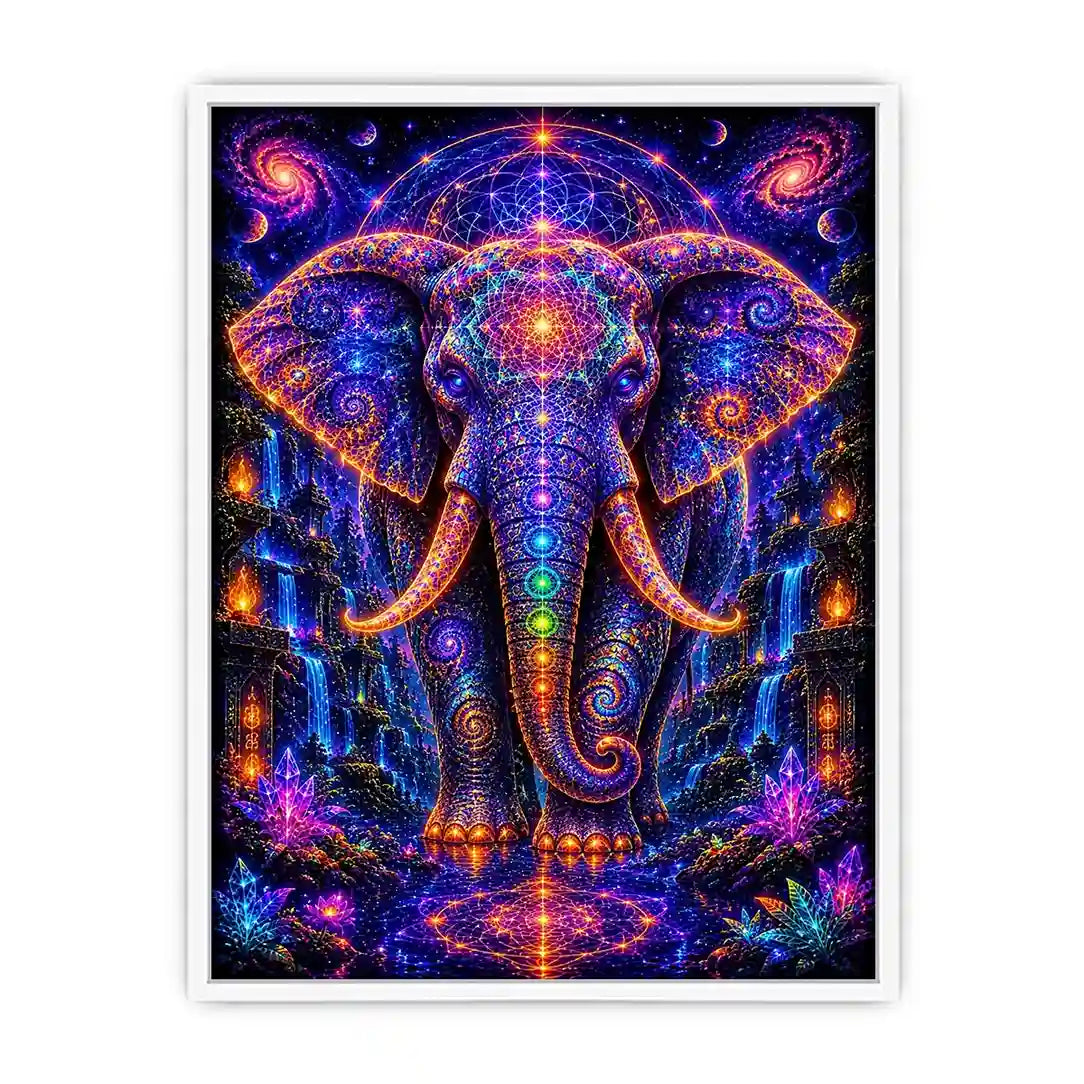 cosmic elephant sacred geometry canvas art ont634 