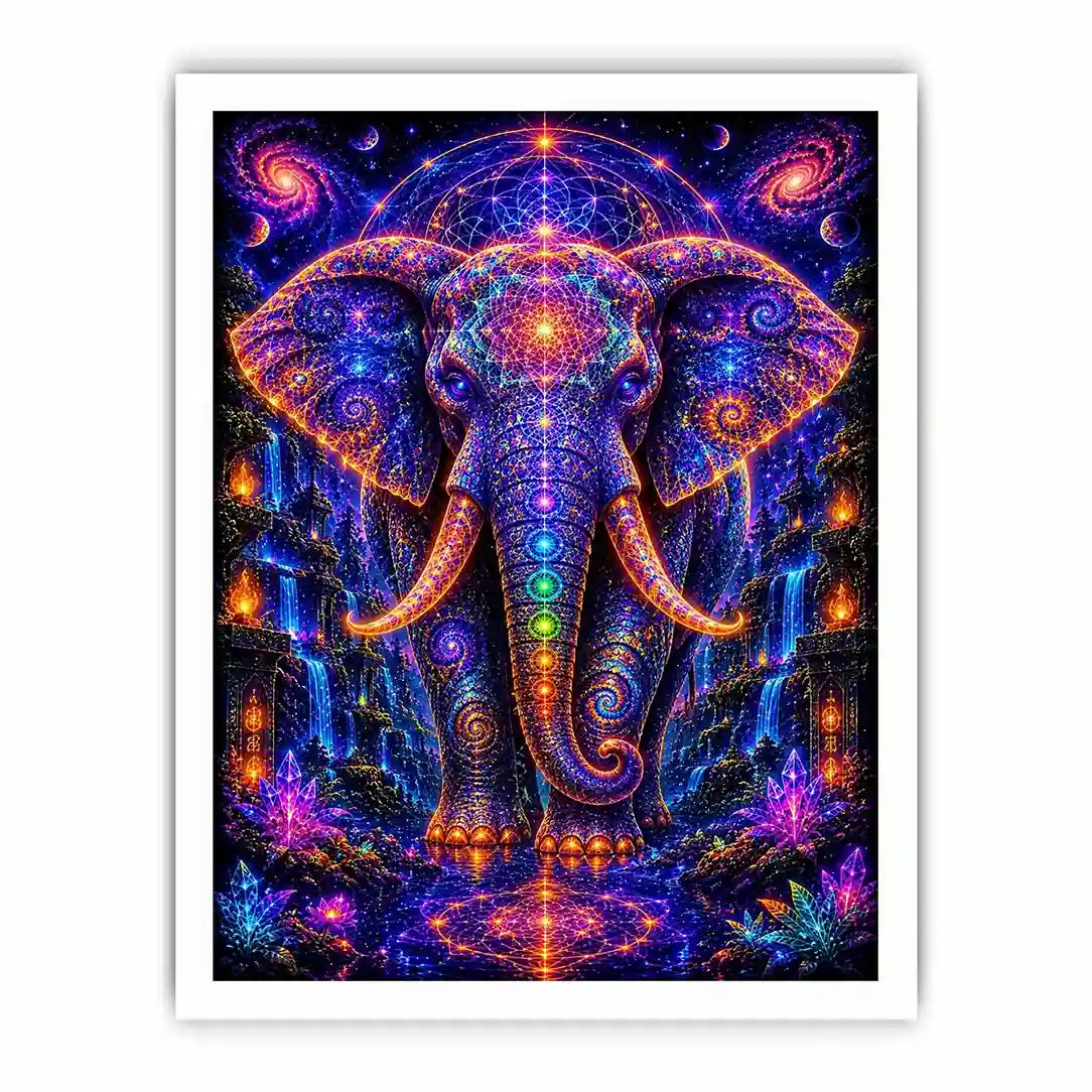 cosmic elephant sacred geometry canvas art ont634 