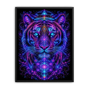 neon tiger sacred geometry canvas art ont637 