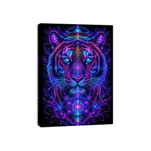 neon tiger sacred geometry canvas art ont637 