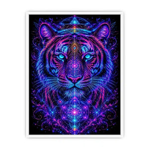 neon tiger sacred geometry canvas art ont637 