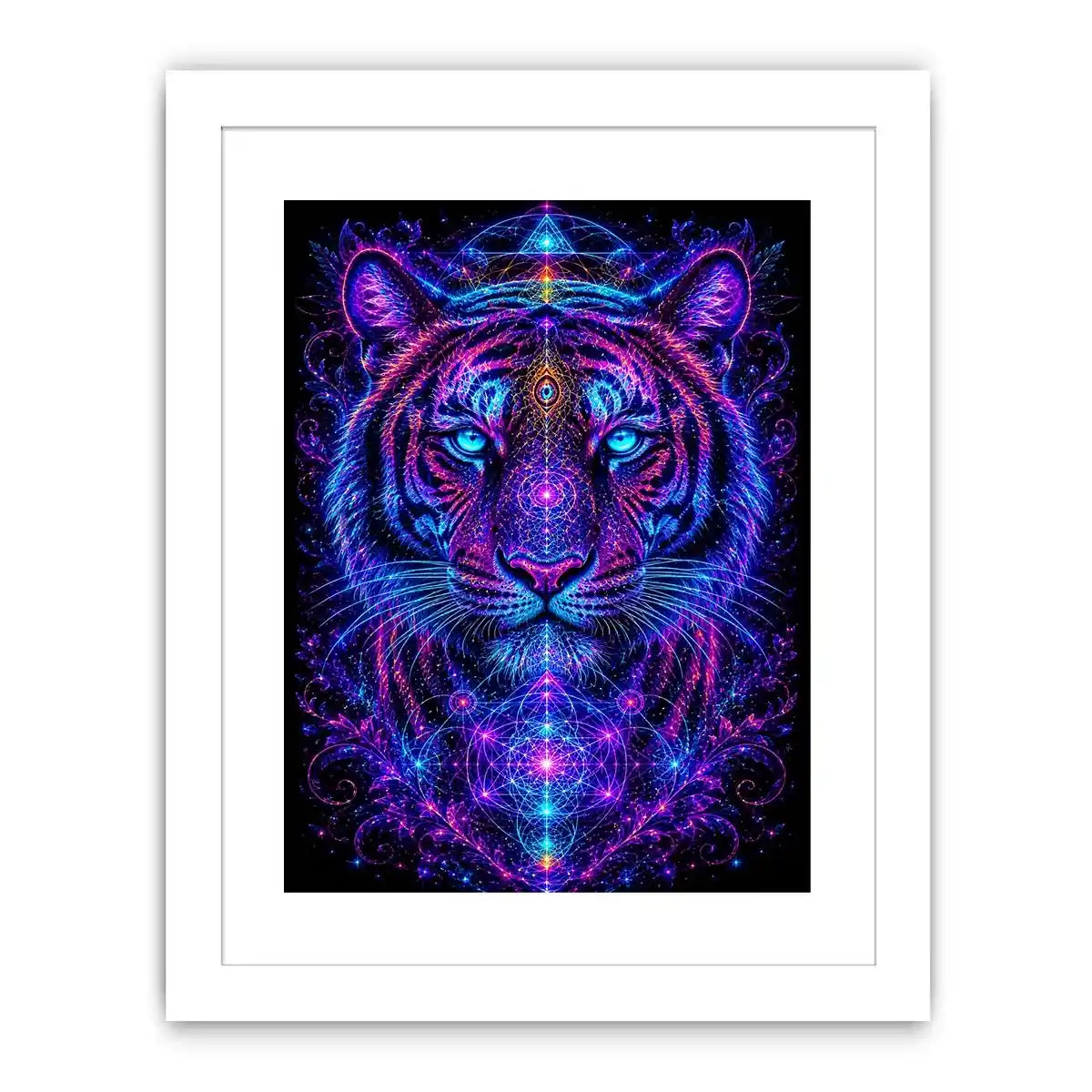 neon tiger sacred geometry canvas art ont637 