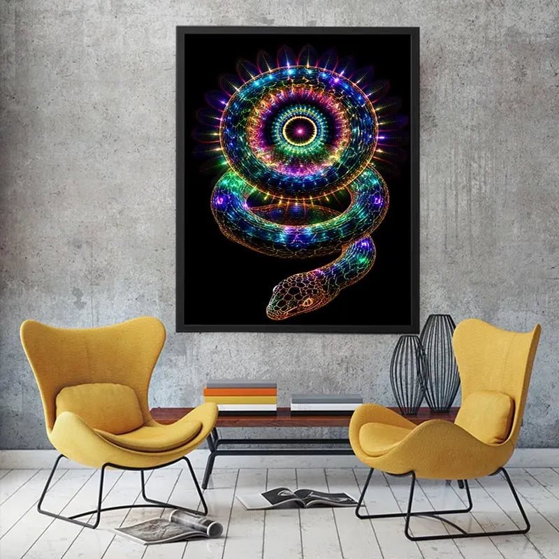 neon serpent sacred geometry canvas art ont639 