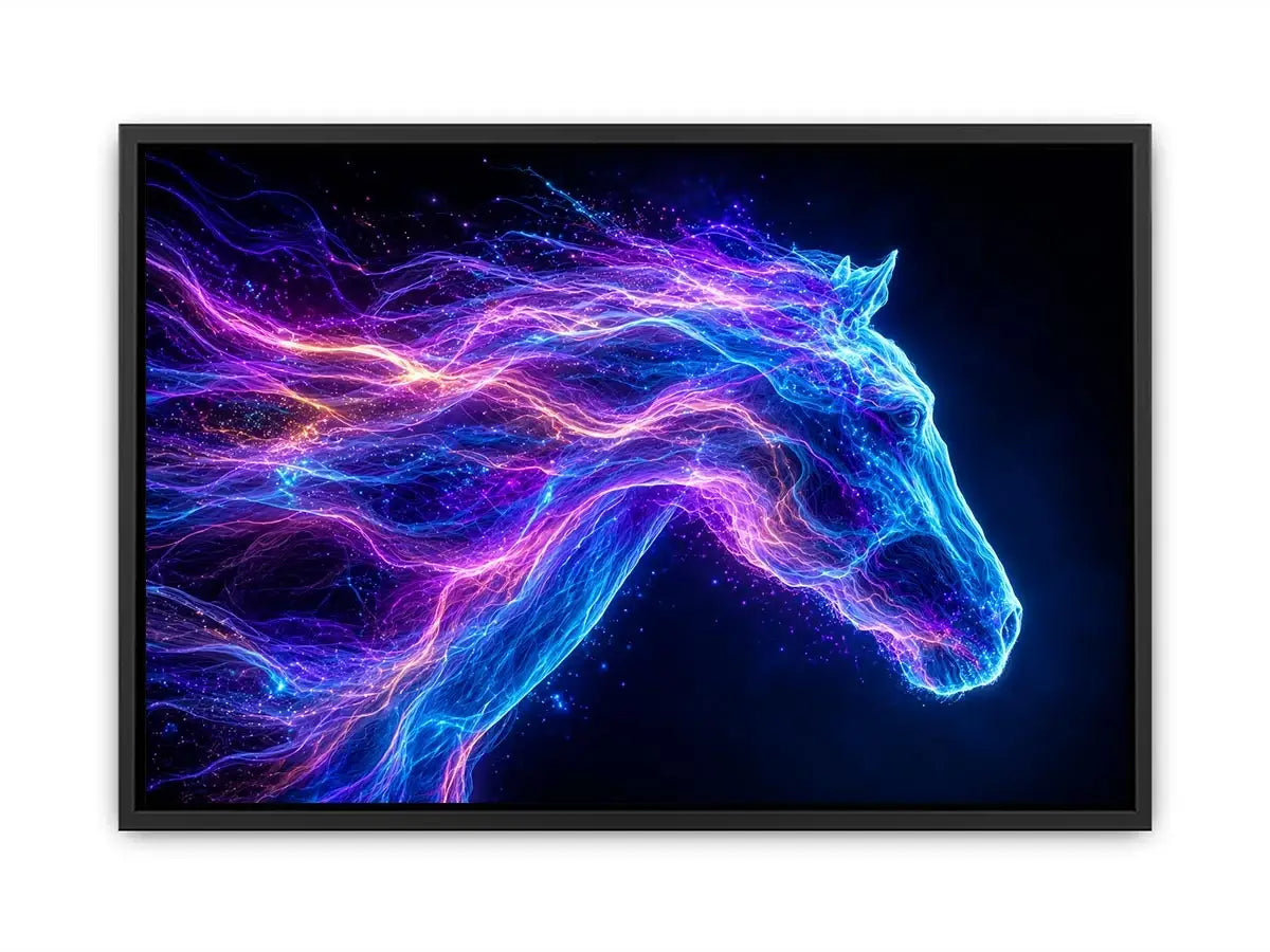 cosmic horse neon canvas wall art ont640 