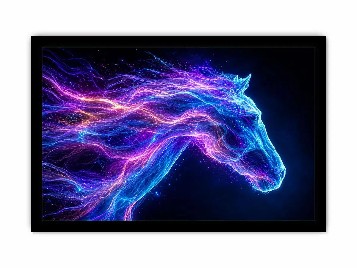 cosmic horse neon canvas wall art ont640 