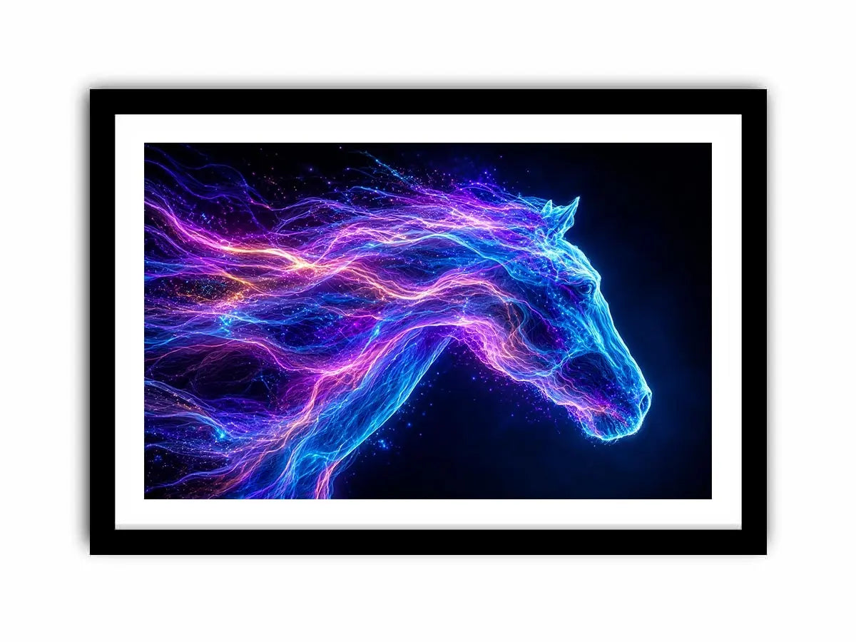 cosmic horse neon canvas wall art ont640 