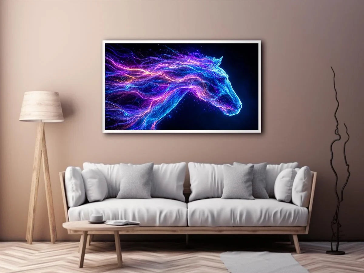 cosmic horse neon canvas wall art ont640 