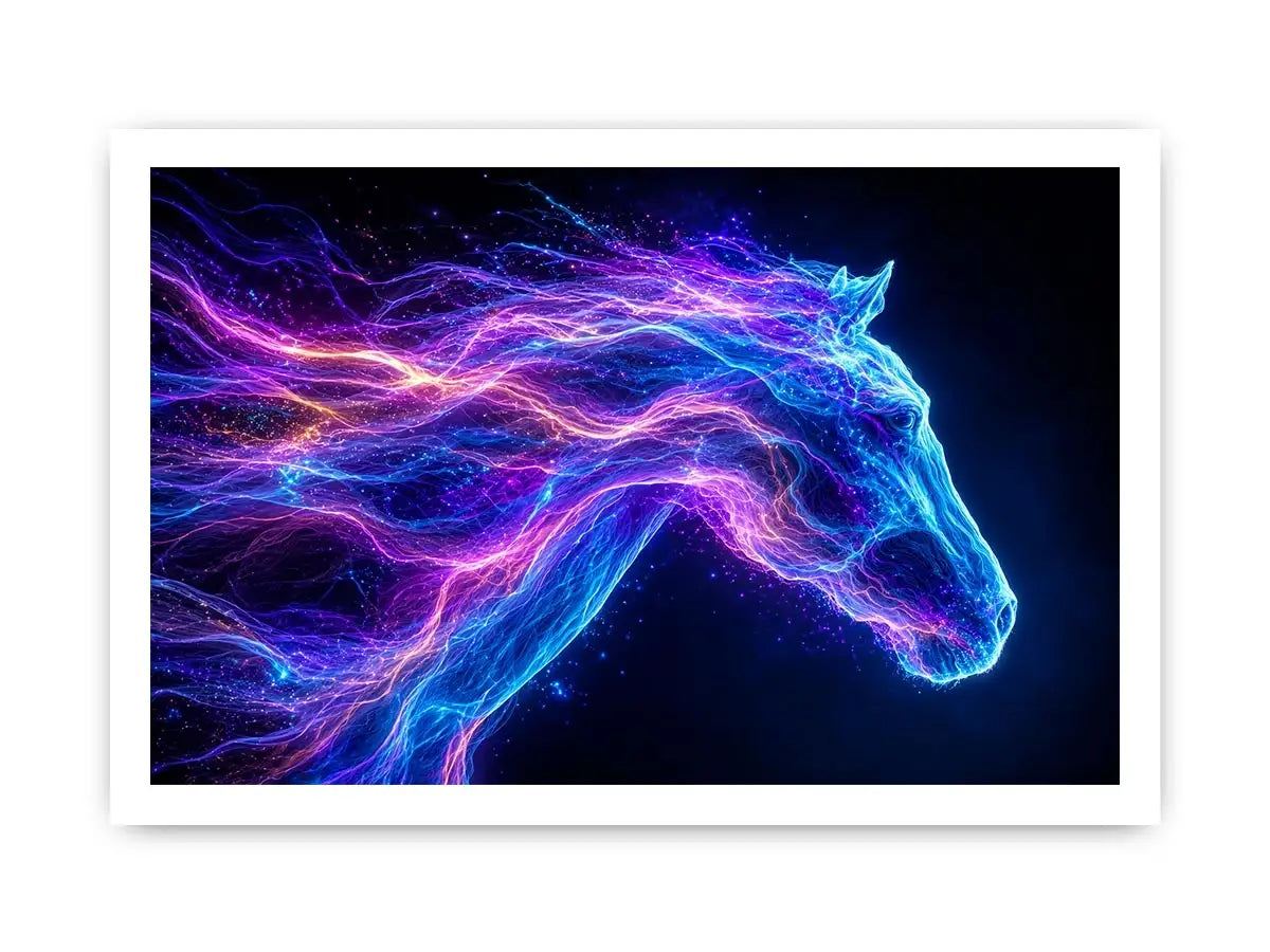 cosmic horse neon canvas wall art ont640 