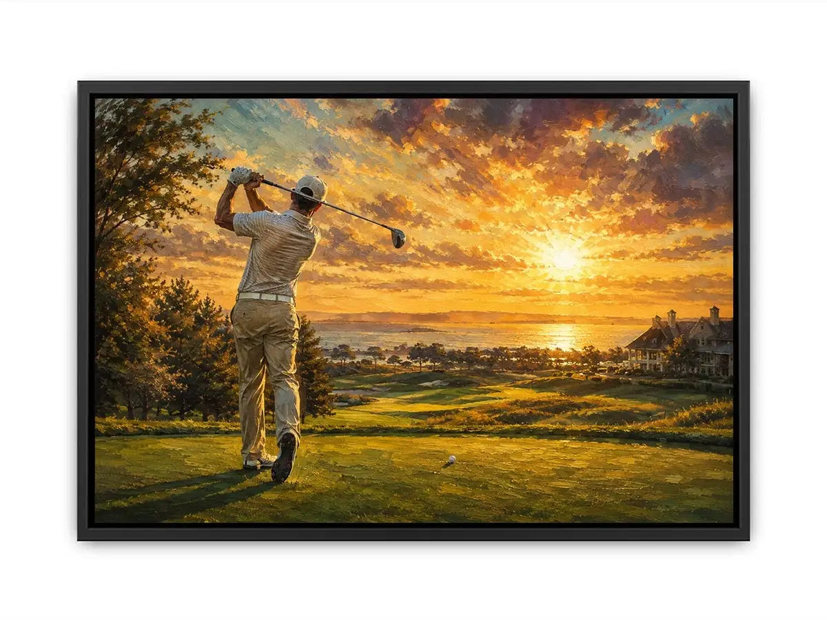 sunlit championship drive luxury golf landscape art.jpg