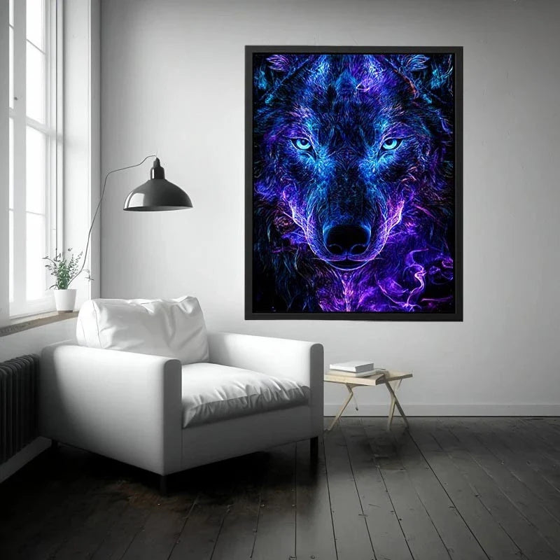   neon wolf canvas print luxury interiors