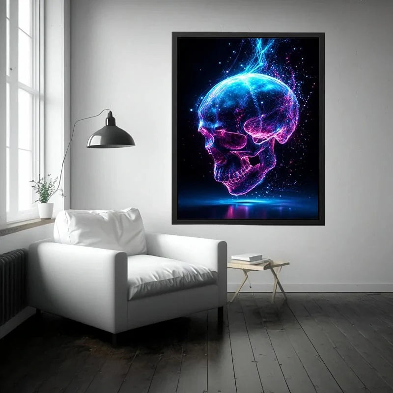   cyber skull wall art gaming room