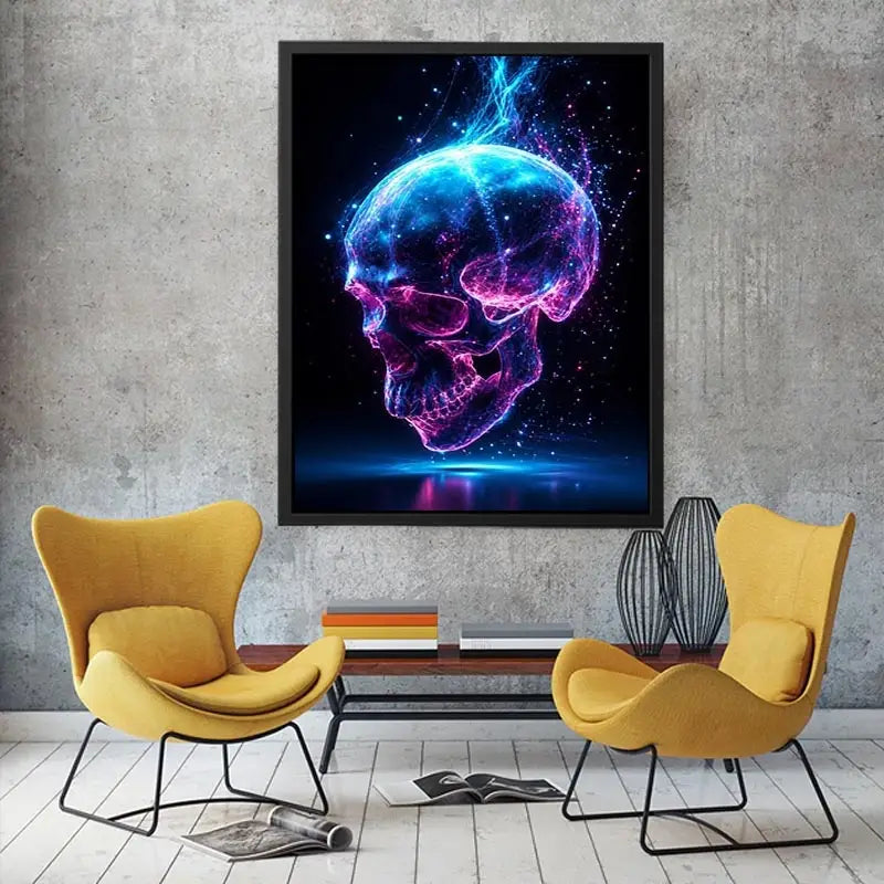   cyber skull wall art gaming room
